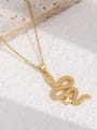 thumb Brass  Vintage Snake Pendant Necklace 0