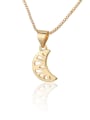 thumb Brass Cubic Zirconia Dainty Moon   Earring and Necklace Set 3