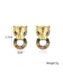 thumb Brass Cubic Zirconia Leopard Hip Hop Stud Earring 3