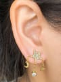 thumb Brass Cubic Zirconia Pentagram Minimalist Drop Earring 1