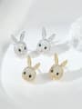 thumb Brass Cubic Zirconia Rabbit Dainty Stud Earring 1
