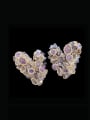 thumb Zinc Alloy Natural Stone Heart Luxury Cluster Earring 0