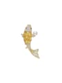 thumb Brass Cubic Zirconia Fish Dainty Brooch 0
