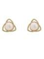 thumb Brass Imitation Pearl Geometric Minimalist Stud Earring 3