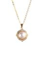 thumb Copper Imitation Pearl Bear Trend Pendant Necklace 4