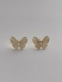thumb Brass Cubic Zirconia Butterfly Vintage Stud Earring 0