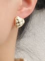 thumb Brass Enamel Heart Vintage Stud Earring 1