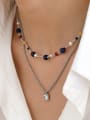 thumb Brass Natural Stone Geometric Hip Hop Beaded Necklace 1