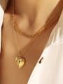 thumb Brass Hollow Heart Vintage Necklace 1