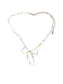 thumb Brass Bowknot Trend Colorful Glass Tube Beads  Necklace 0