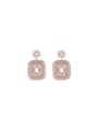 thumb Brass Cubic Zirconia Pink Geometric Luxury Drop Earring 0