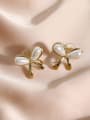 thumb Brass Imitation Pearl Bowknot Minimalist Clip Earring 3