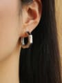 thumb Brass Hexagon Minimalist Huggie Earring 1