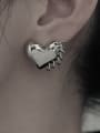 thumb Brass Cubic Zirconia Heart Vintage Stud Earring 2