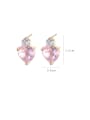 thumb Brass Cubic Zirconia Pink Heart Dainty Stud Earring 2
