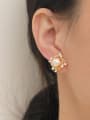 thumb Brass Freshwater Pearl Geometric Trend Stud Earring 1
