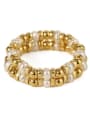 thumb Brass Freshwater Pearl Geometric Vintage Stackable Ring 2