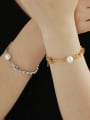 thumb Brass Imitation Pearl Hollow Geometric Chain Vintage Necklace 3