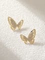 thumb Brass Cubic Zirconia Butterfly Trend Stud Earring 2