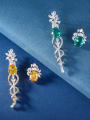 thumb Brass Cubic Zirconia Multi Color Heart Luxury Cluster Earring 4