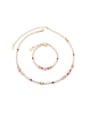 thumb Brass Natural Stone Minimalist Irregular Bracelet and Necklace Set 0