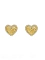 thumb Brass Cubic Zirconia Heart Minimalist Stud Earring 0