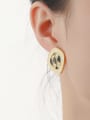 thumb Brass Enamel Geometric Vintage Stud Earring 1