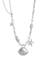 thumb Brass Imitation Pearl Star Hip Hop Necklace 0