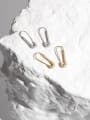 thumb Brass Cubic Zirconia Geometric  Pin Vintage Stud Earring 0