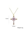 thumb Brass Cubic Zirconia Purple Cross Dainty Necklace 2