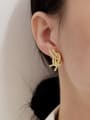 thumb Brass Geometric Knot Minimalist Stud Earring 1
