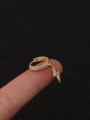 thumb Brass  with Cubic Zirconia White Round Minimalist Huggie Earring (Single) 2