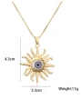 thumb Brass Enamel Evil Eye Vintage Sun Flower Pendant Necklace 2