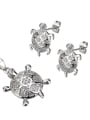 thumb Brass Turtle Cubic Zirconia Earring and Necklace Set 1