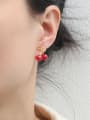 thumb Brass Bead Bowknot Cute Cherry Stud Earring 1