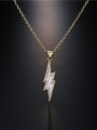 thumb Brass Cubic Zirconia Enamel Irregular Vintage lightning Pendant Necklace 1