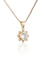 thumb Brass Cubic Zirconia Minimalist Flower  Earring and Necklace Set 3