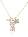 thumb Brass Rhinestone Letter Dainty Butterfly pendant Necklace 2