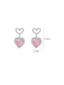 thumb Brass Cubic Zirconia Pink Heart Cute Stud Earring 2