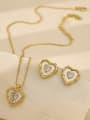 thumb Brass  Minimalist Heart  Shell Earring and Necklace Set 1