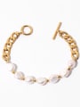 thumb Brass Freshwater Pearl Geometric Chain Vintage Bracelet 3