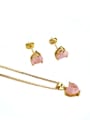 thumb Brass Heart Cubic Zirconia Earring and Necklace Set 3