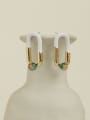 thumb Brass Cubic Zirconia Enamel Geometric Hip Hop Stud Earring 2