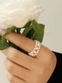 thumb Brass Freshwater Pearl Round Vintage Band Ring 0