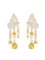 thumb Brass Cubic Zirconia Butterfly Statement Cluster Earring 4