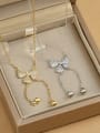 thumb Brass Cubic Zirconia Bowknot Dainty Necklace 1