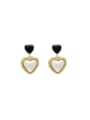 thumb Brass Imitation Pearl Heart Minimalist Drop Earring 0
