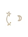 thumb Copper cubic zirconia  asymmetric star Vintage clip Trend Korean Fashion Earring 0