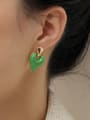 thumb Brass Enamel Heart Minimalist Clip Earring 2