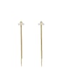 thumb Brass Imitation Pearl Tassel Trend Threader Earring 0